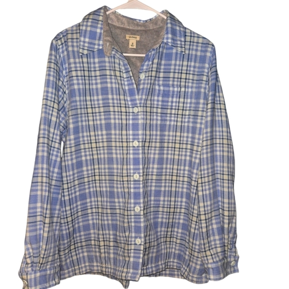 L.L. Bean Jackets & Blazers - Women's LL Bean Blue Button Down Plaid Jacket, Size Medium